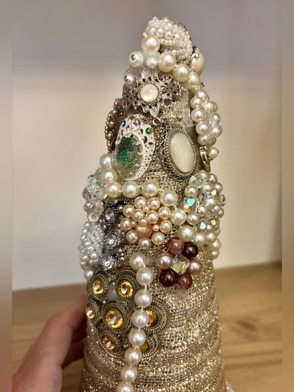 Pearl-Rhinestone Decorative Cone/Jewelry Tree - DIY/Craft - unfinished - Picture 4 of 5